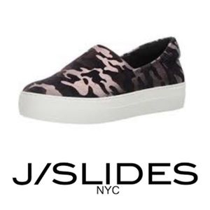 J/Slides Ariana Metallic Camo Slip On Sneakers